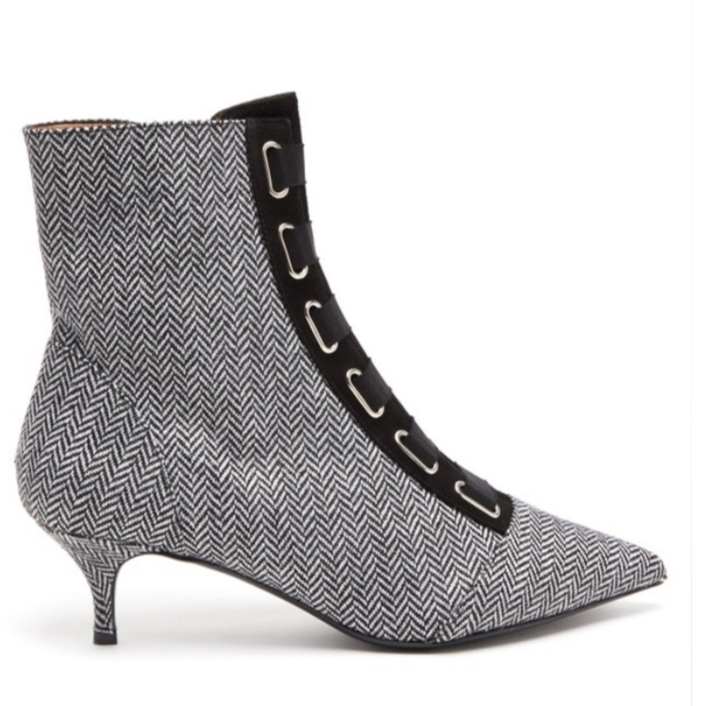 Tabitha Simmons Quin herringbone ankle boots NWB